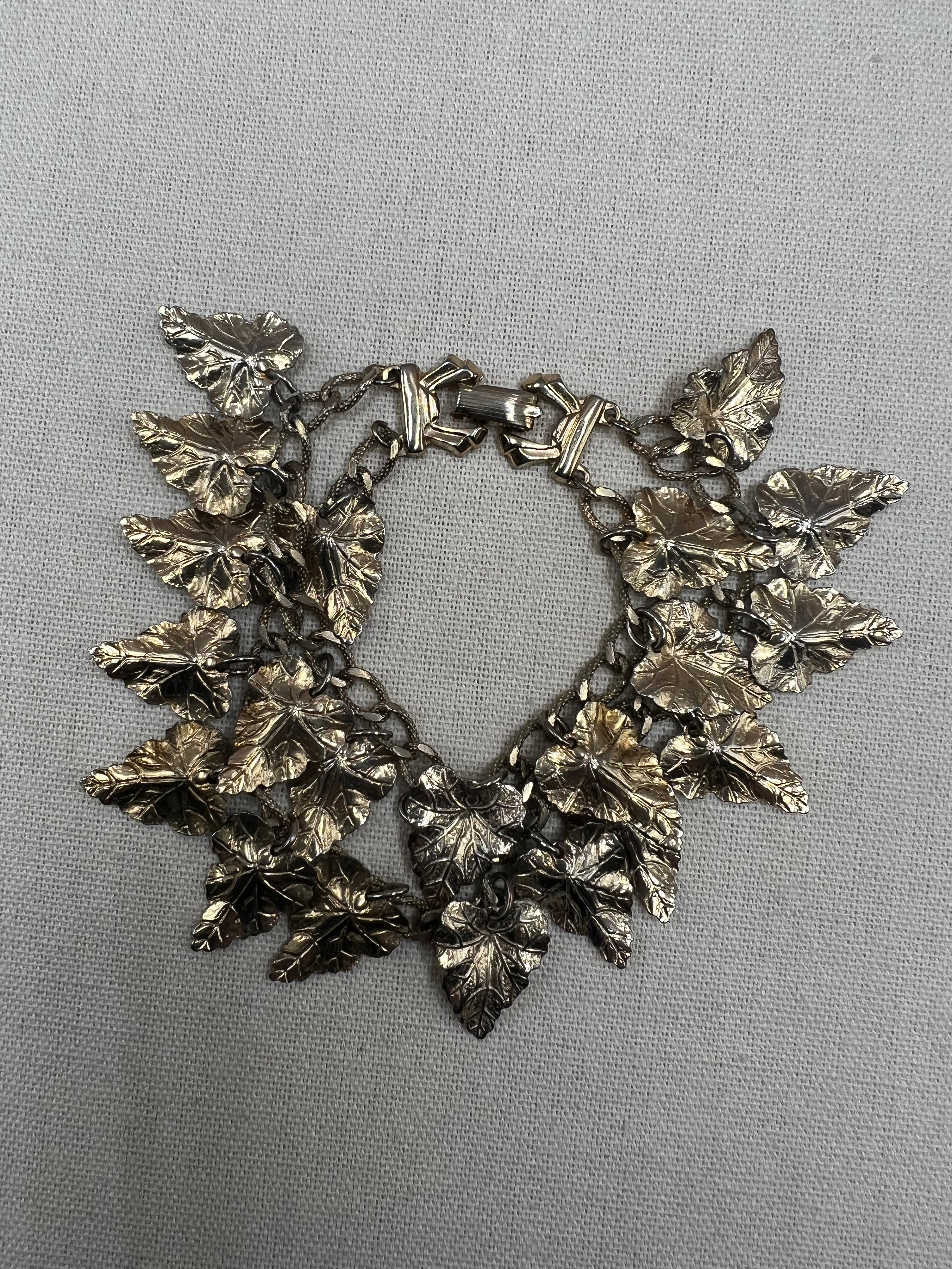 Vintage Leaf Charm Bracelet