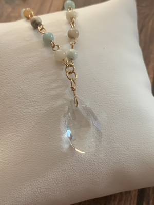 Glass Beaded Y Dangle Necklace