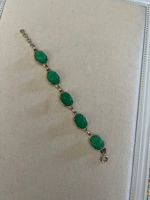 Vintage Gold & Green Stone Bracelet