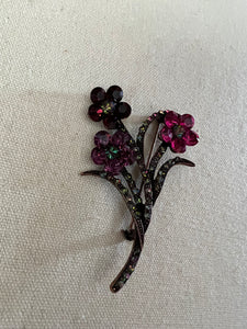 Flower Rhinestone Crystal Vintage Brooch