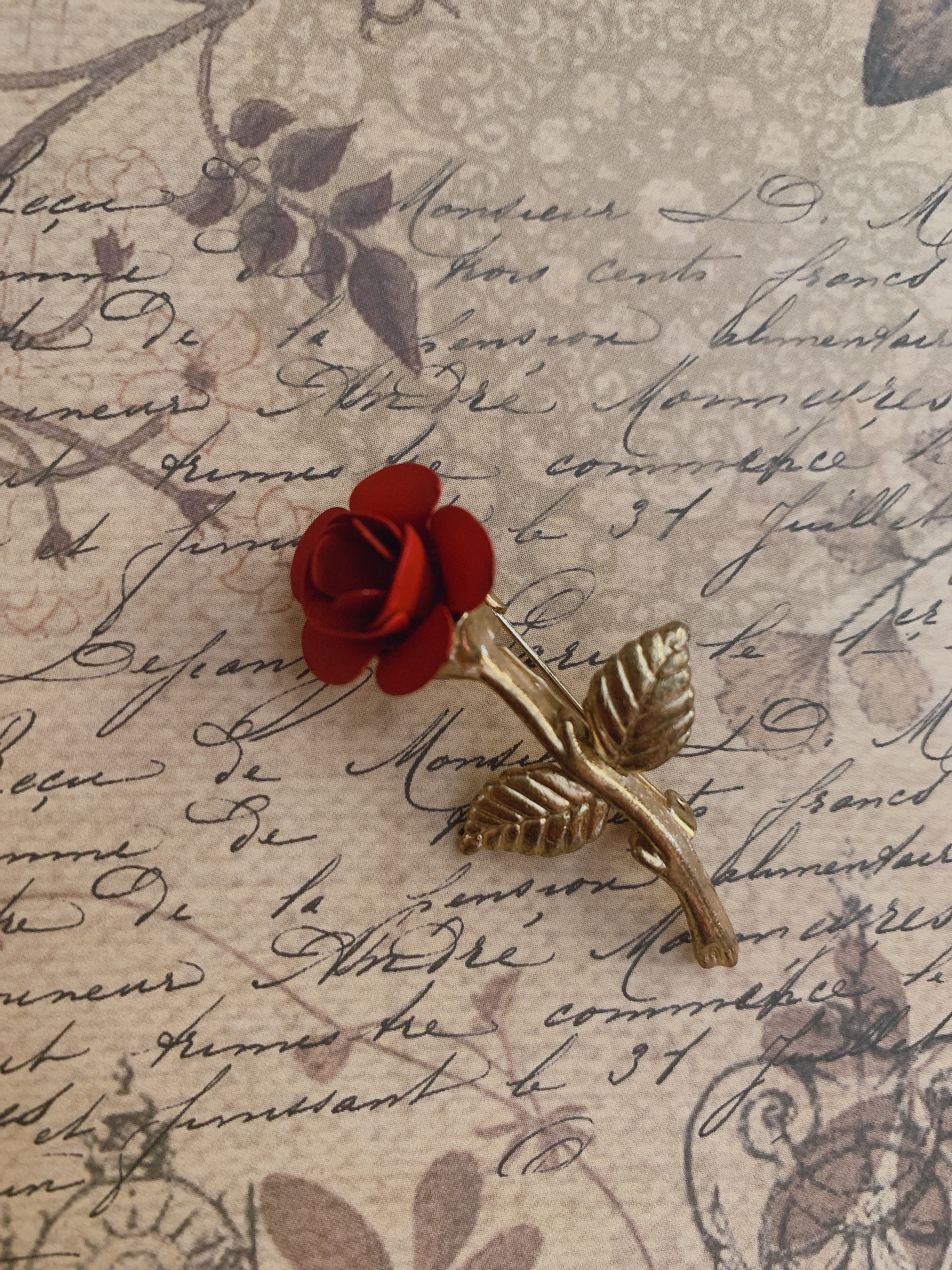 Vintage Red Rose Brooch/Pin