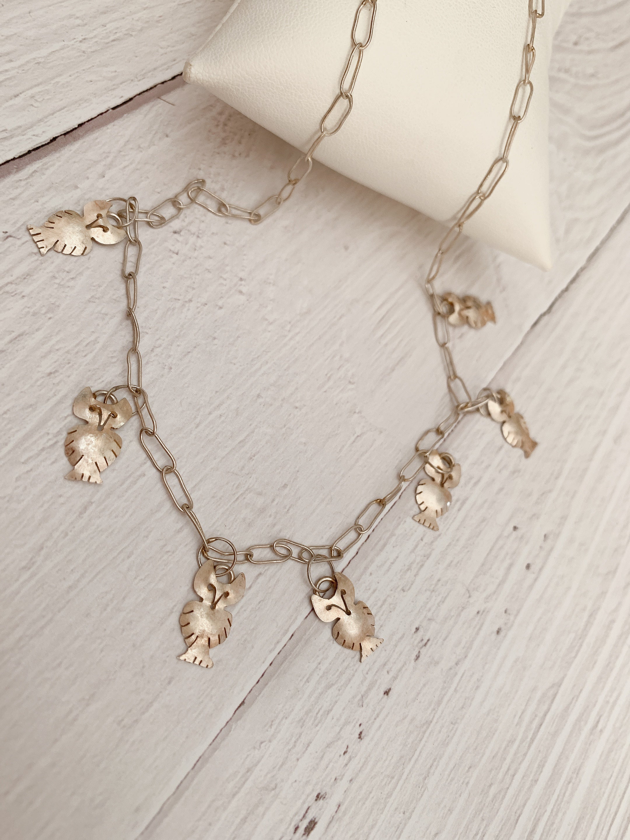 Vintage Sterling Silver Owl Necklace