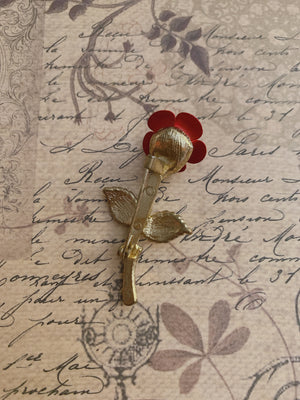 Vintage Red Rose Brooch/Pin