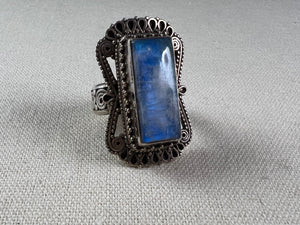 Sterling Silver Lapis Stone Statement Ring