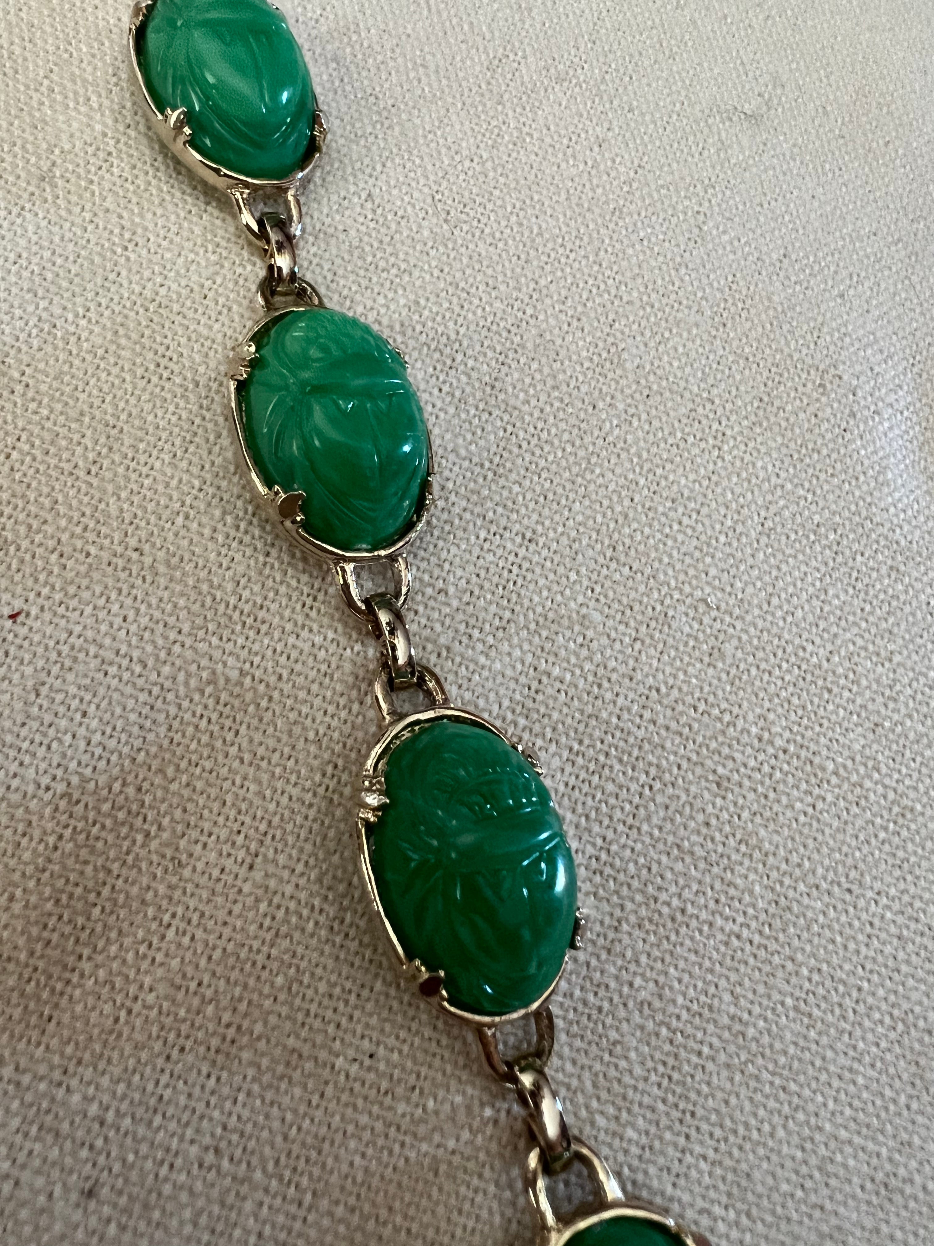 Vintage Gold & Green Stone Bracelet
