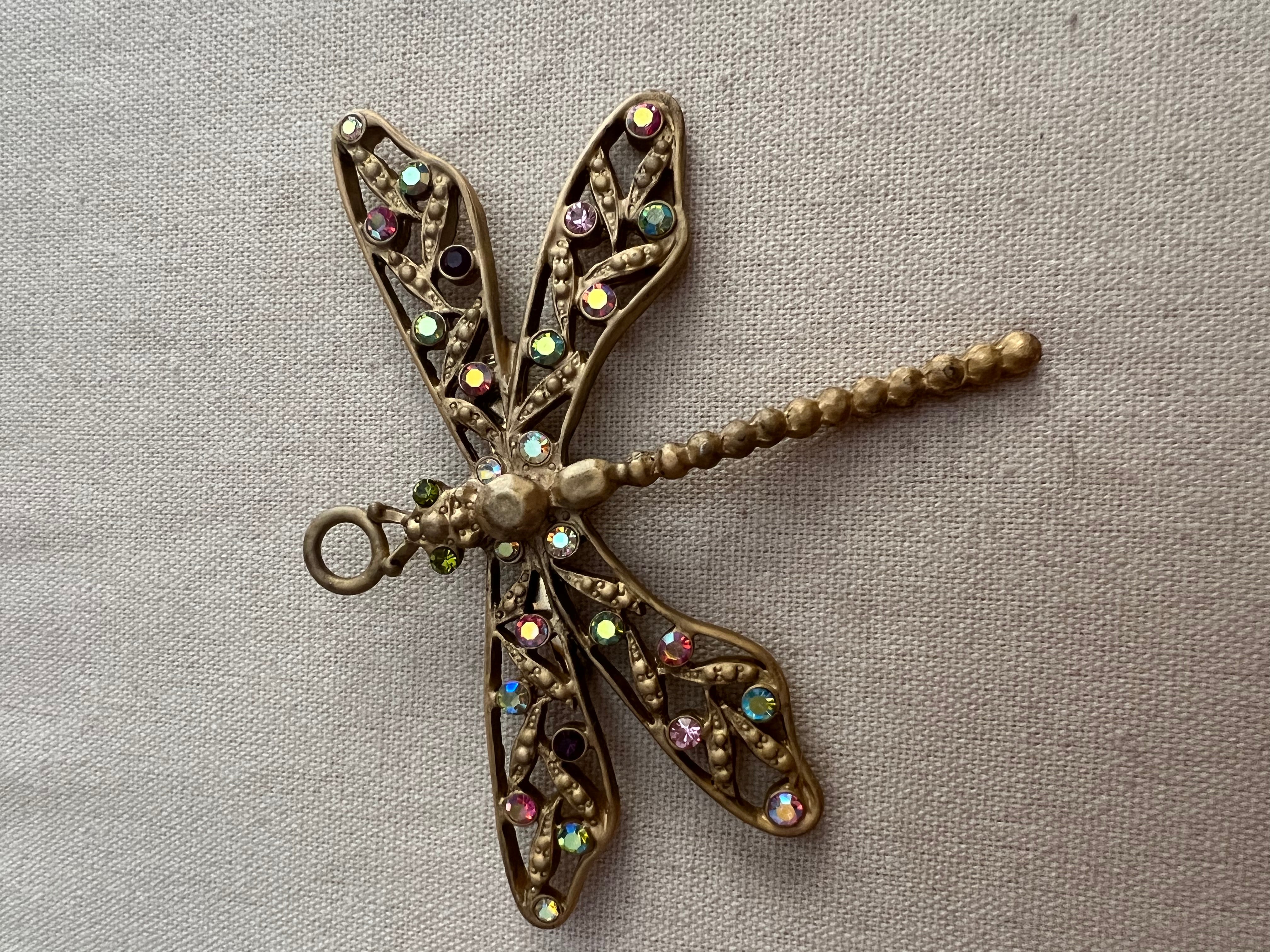 Dragonfly Vintage Rhinestone Pin