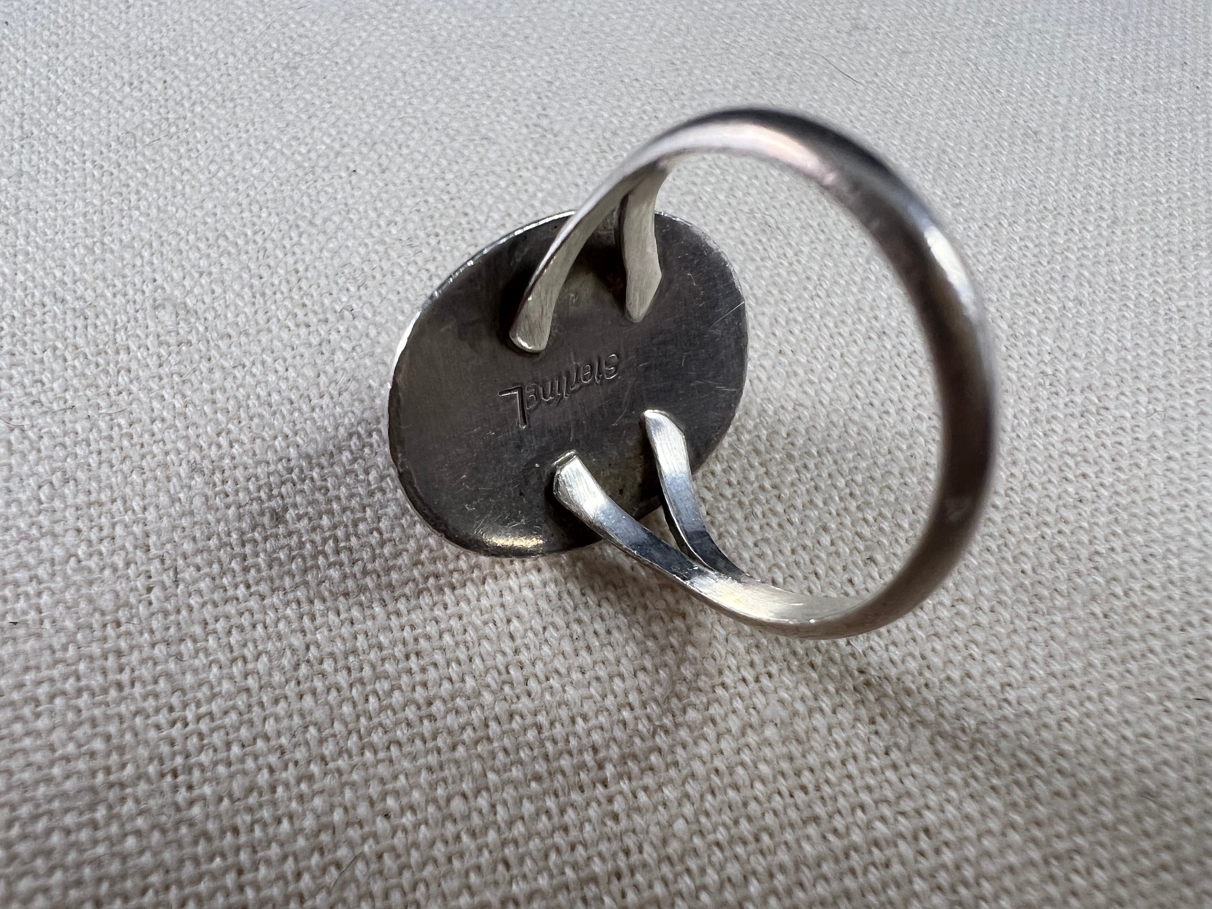 Vintage Sterling Silver Natural Stone Ring