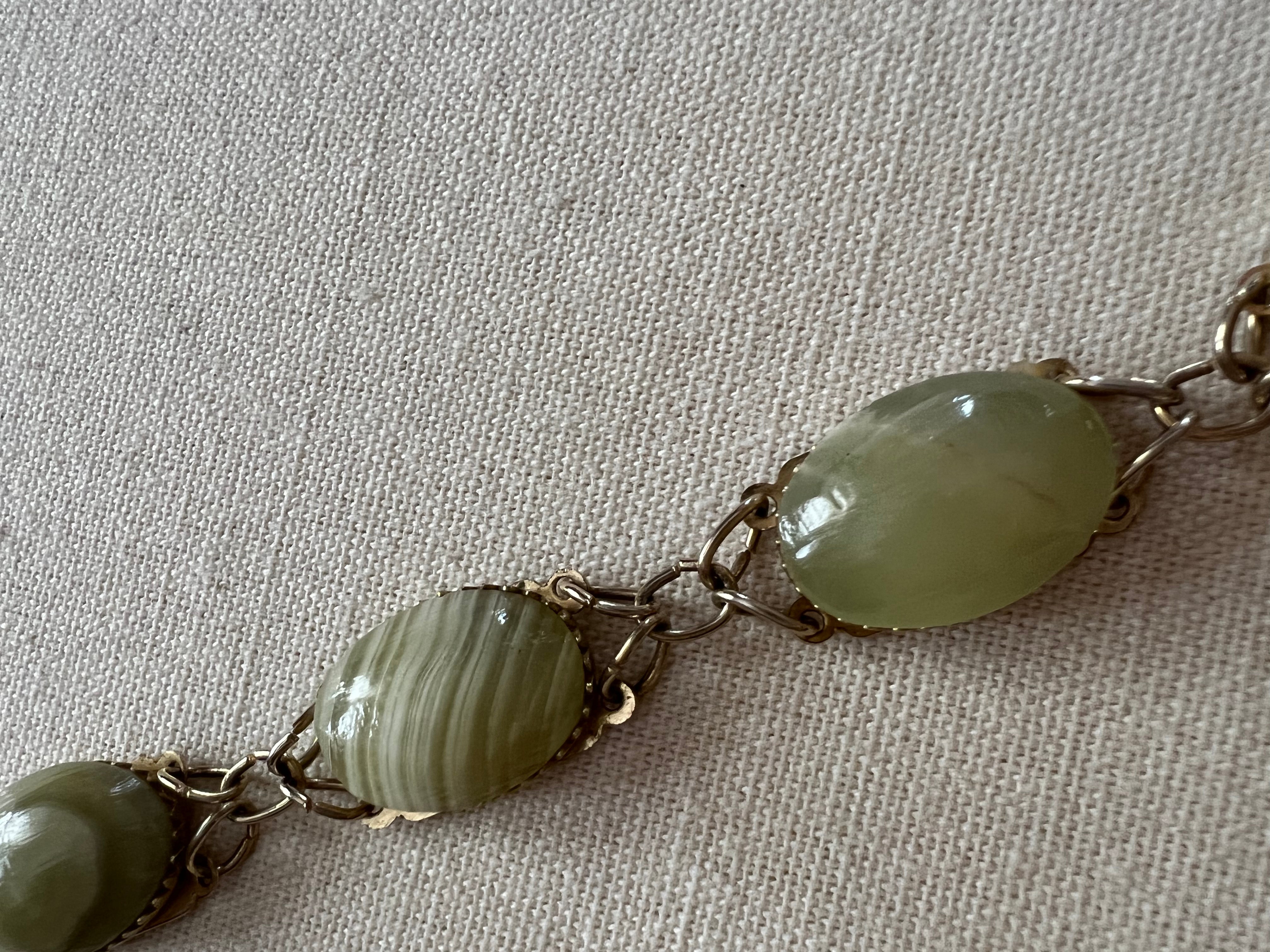 Vintage Gold Green Stone Bracelet