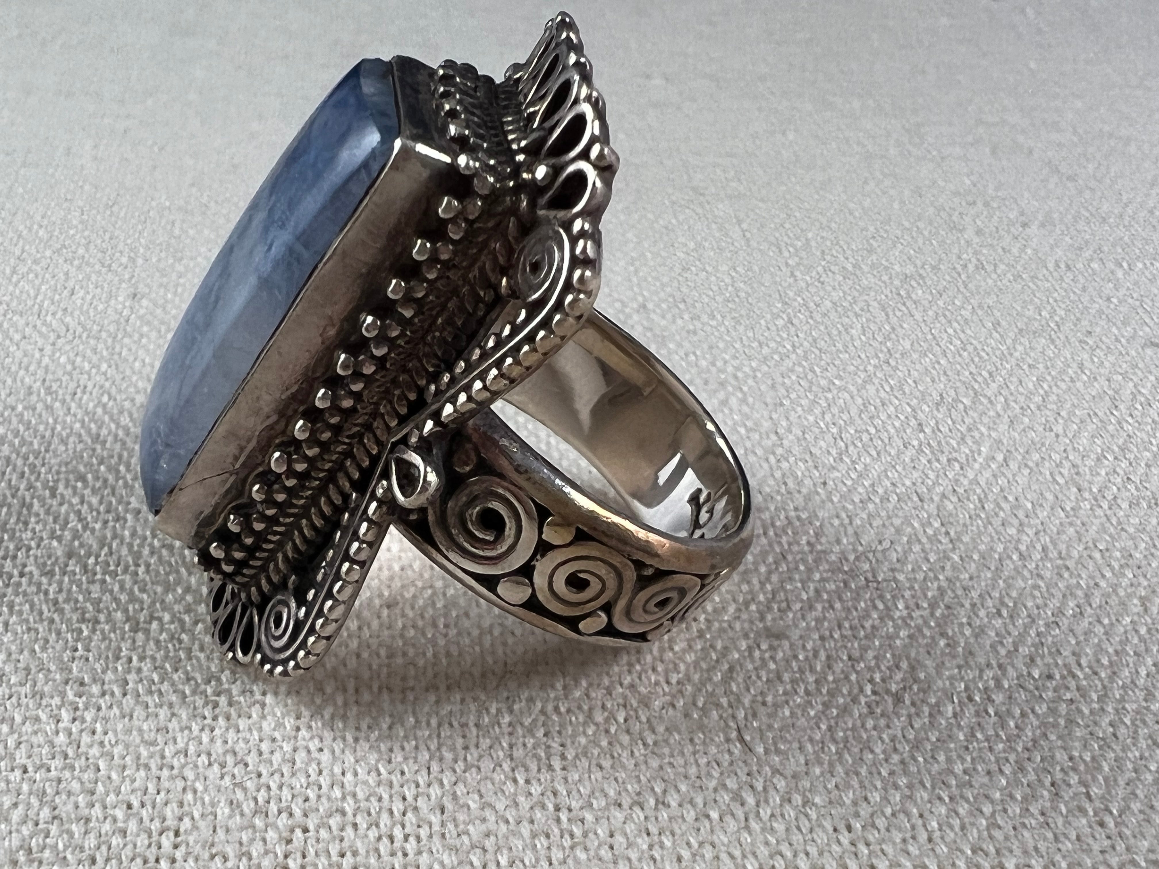 Sterling Silver Lapis Stone Statement Ring