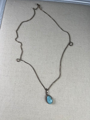Vintage Sterling Silver Turquoise Pendant Necklace