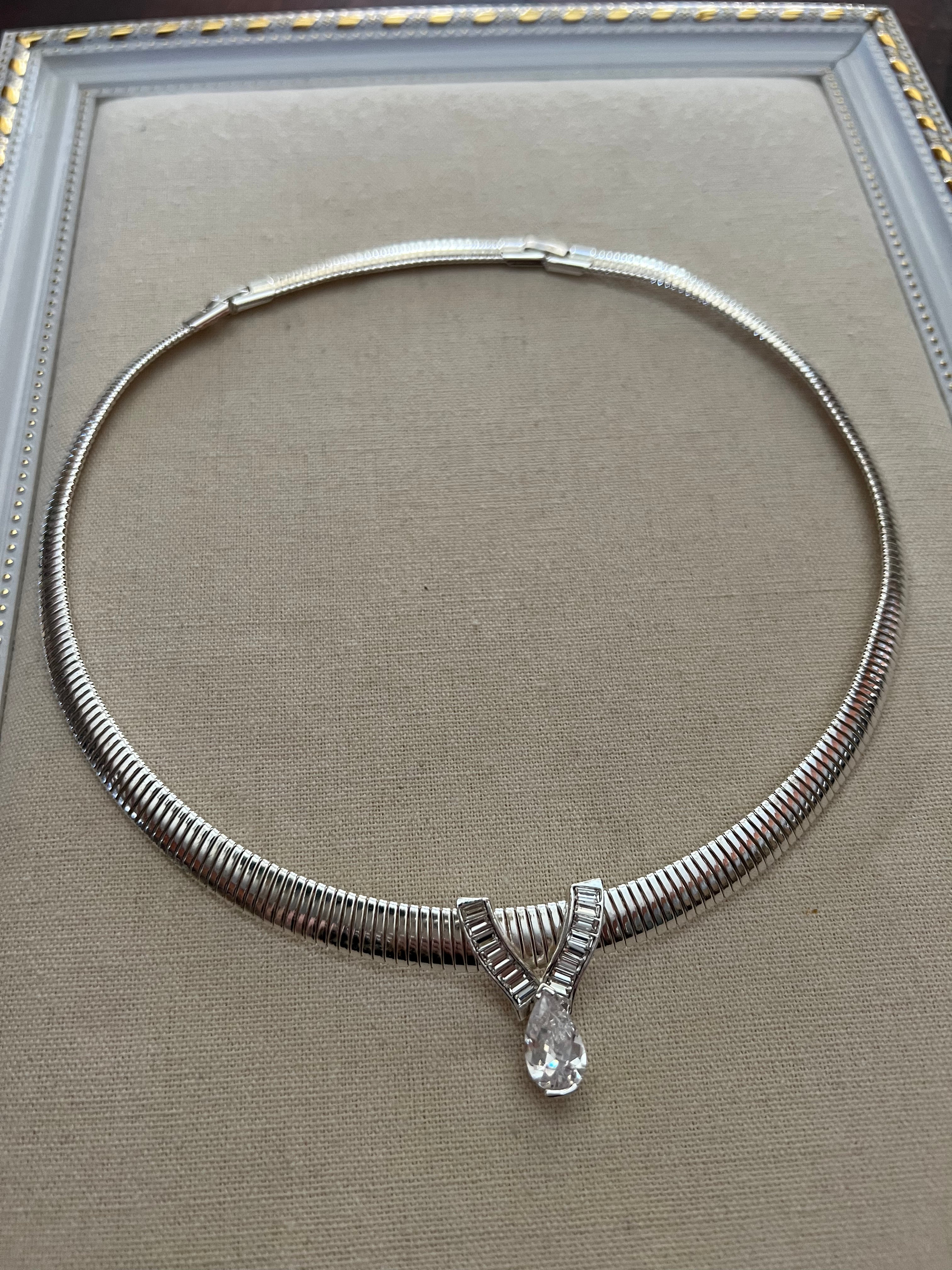 Vintage Silver Crystal Necklace