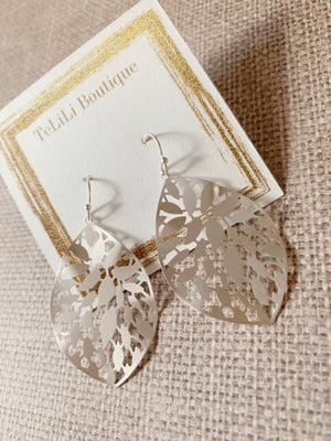Silver Dangle Leaf Earrings