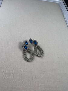 Vintage Blue Crystal Dangle Earrings