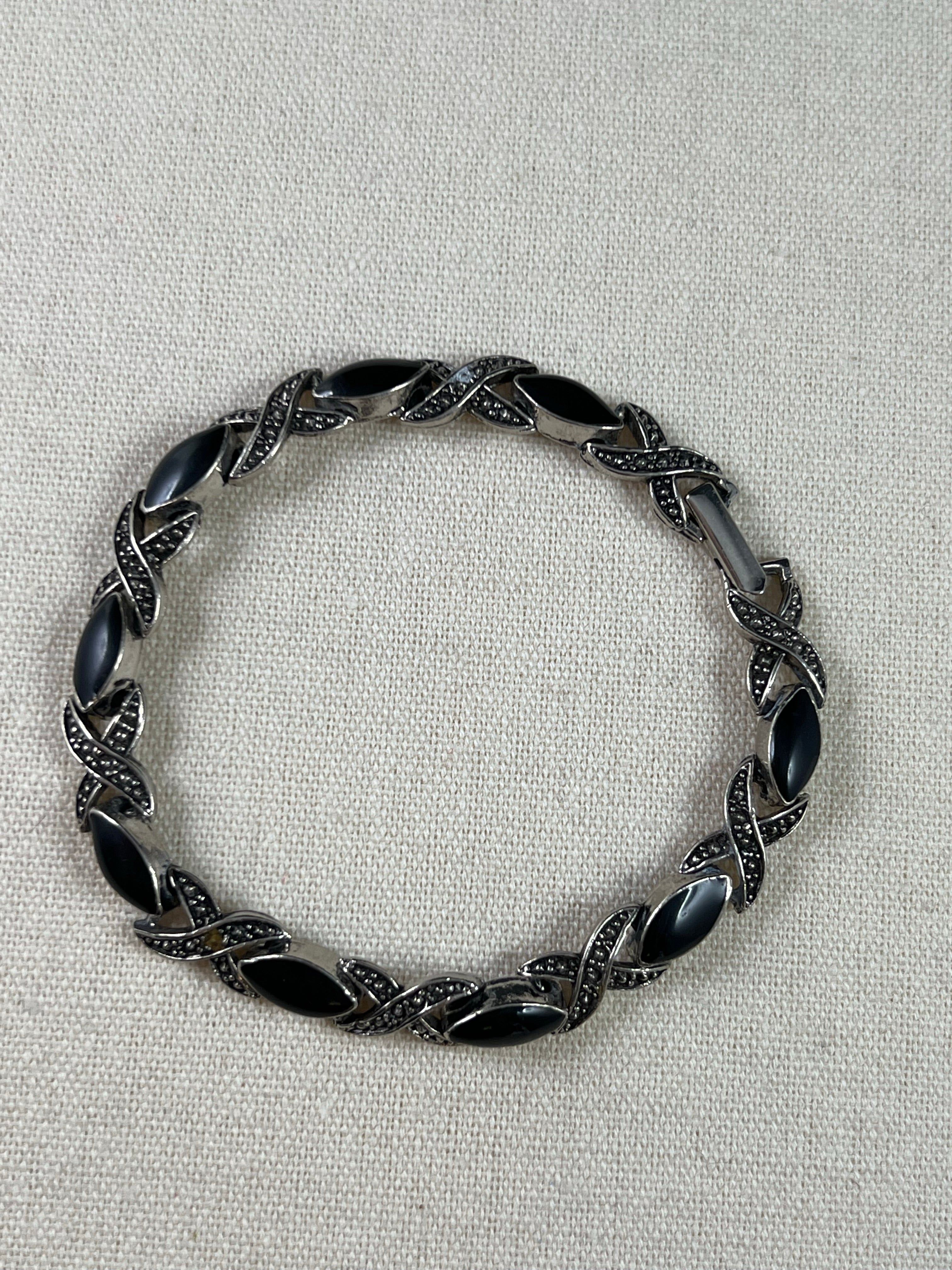 Vintage Marcasite Sterling Silver Bracelet