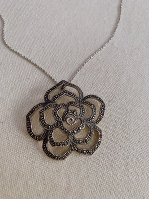 Vintage Flower Sterling Silver Necklace