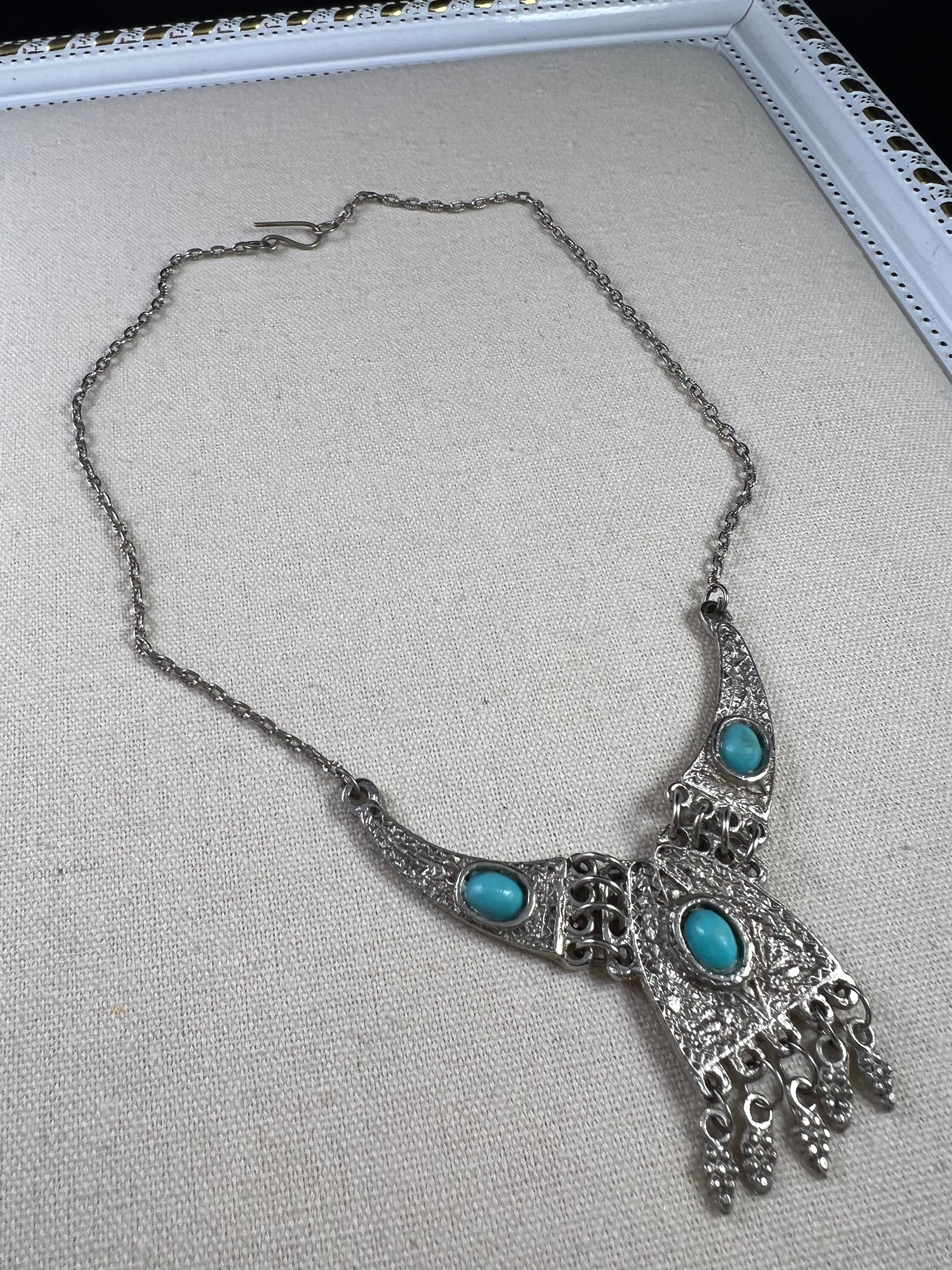 Vintage Sterling Silver Tribal Necklace