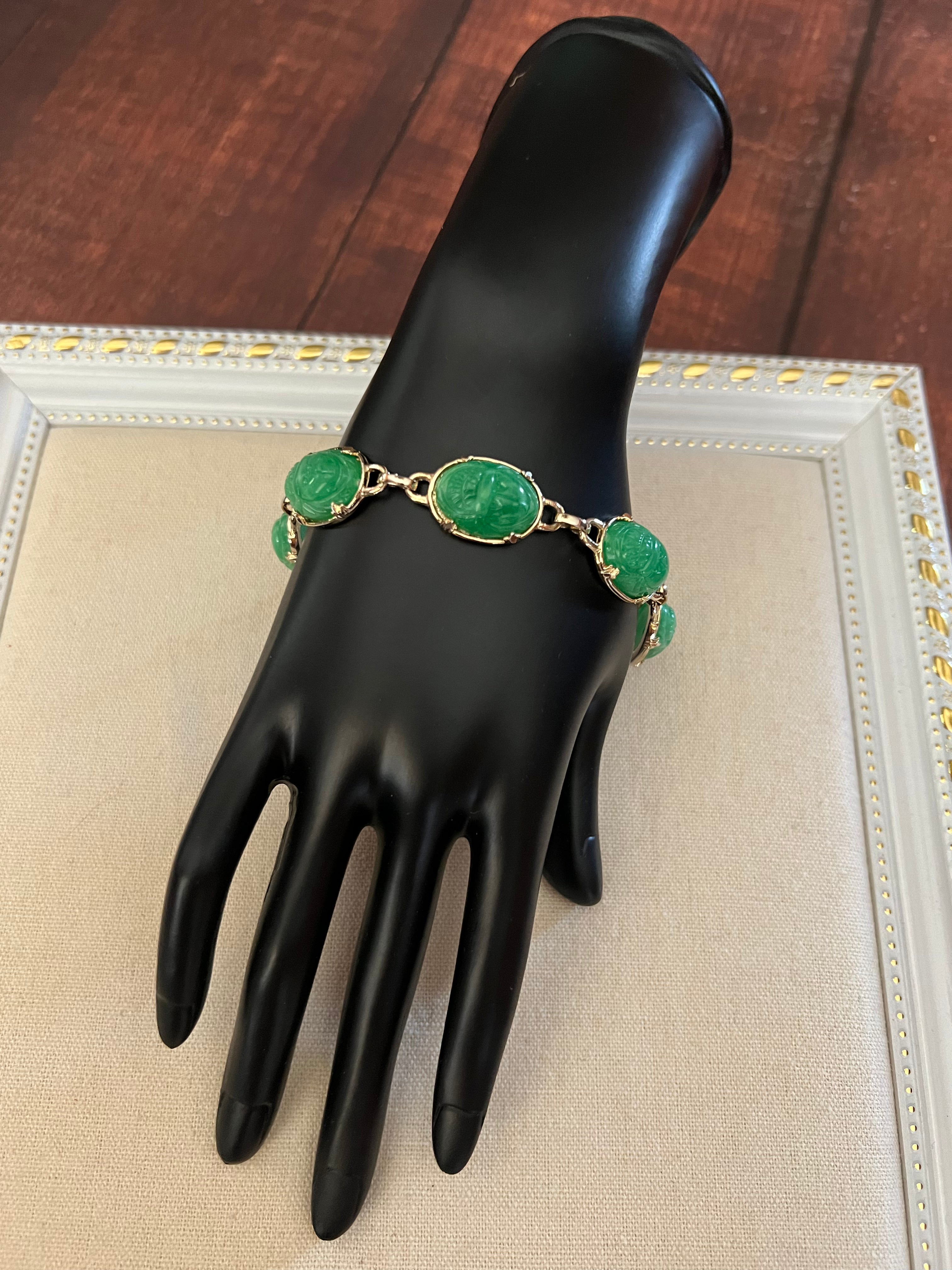 Vintage Gold & Green Stone Bracelet