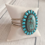 Western Style Turquoise Cuff Bracelet Silver