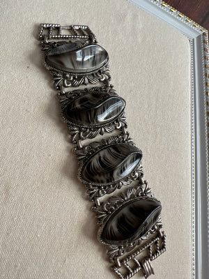 Natural Stone Vintage Silver Bracelet