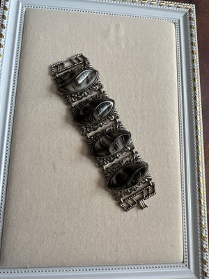 Natural Stone Vintage Silver Bracelet