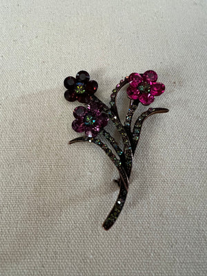 Flower Rhinestone Crystal Vintage Brooch