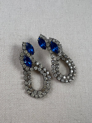 Vintage Blue Crystal Dangle Earrings