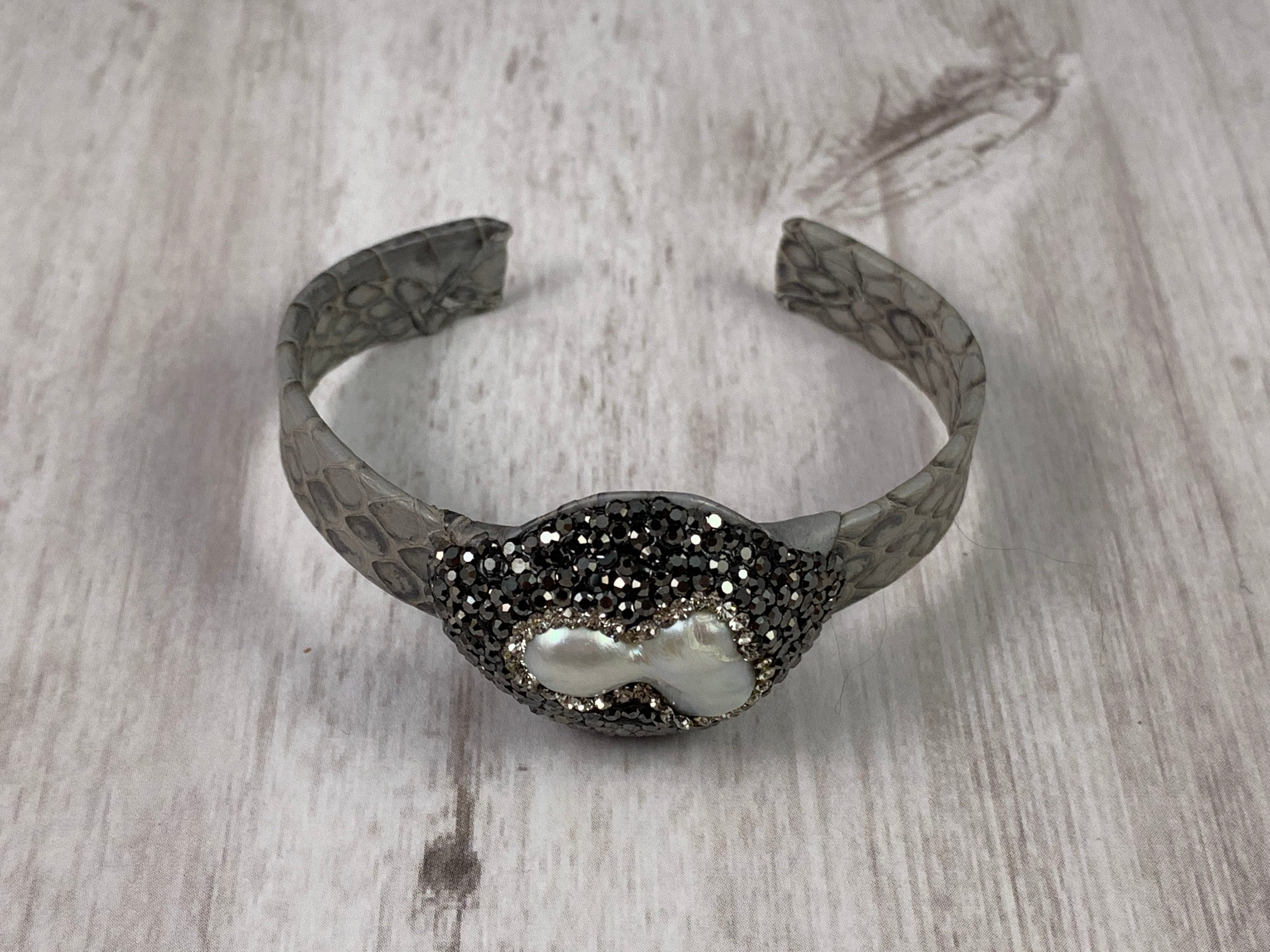 Druzy Pave Gemstone Cuff Bracelet