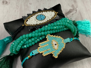 Hamsa Evil Eye Layered Beaded Bracelets